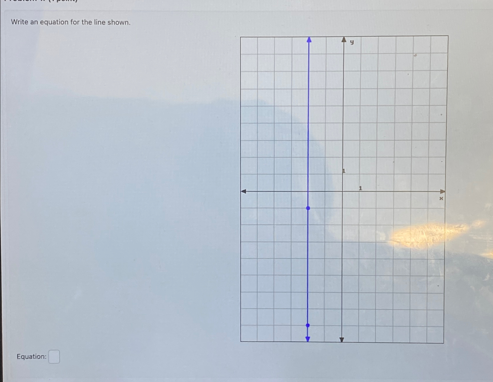 Solved Write an equation for the line shown.Equation: | Chegg.com