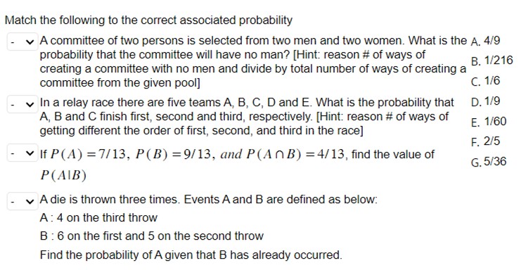 Solved Match the following to the correct associated | Chegg.com