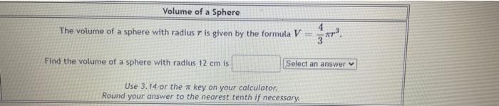 Solved The volume of a sphere with radius r is given by the | Chegg.com