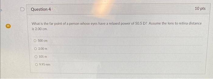 Solved What is the far point of a person whose eyes have a | Chegg.com