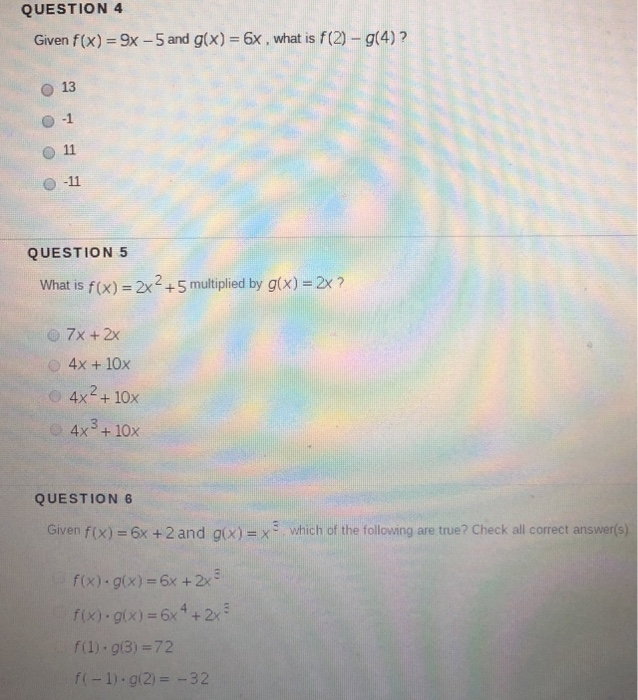 Solved Find F G 10 If F X 2x And G X 4x 25 Ooo Chegg Com