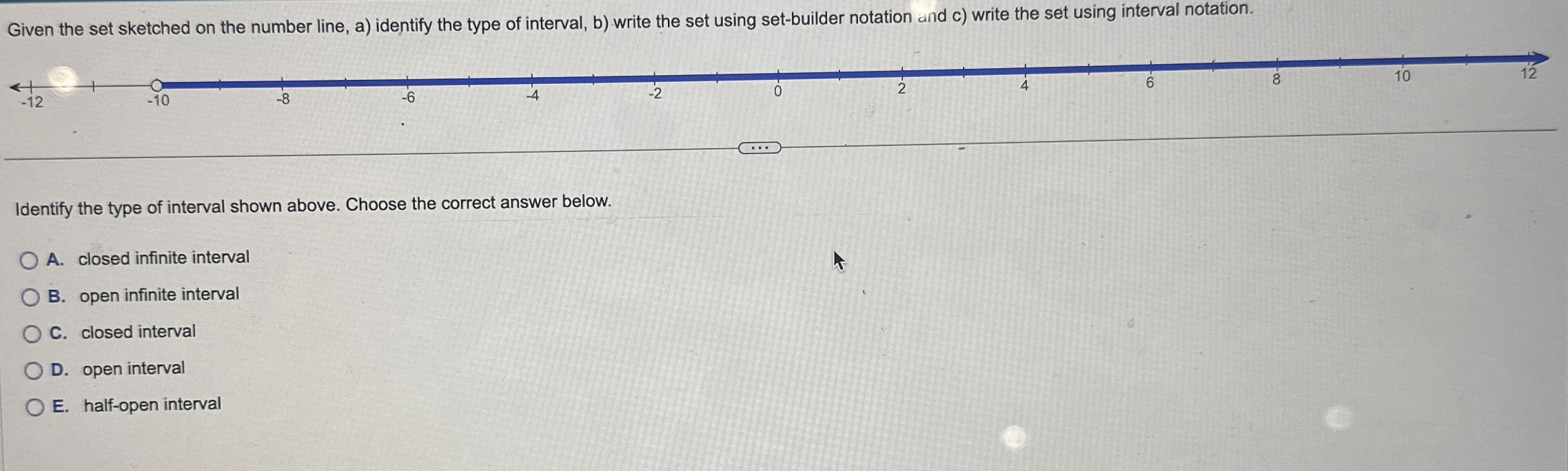 Given the set sketched on the number line, a) | Chegg.com
