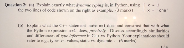 Solved Question 2: (a) Explain exactly what dynamic typing | Chegg.com