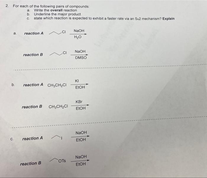 Solved For Each Of The Following Pairs Of Compounds: A. | Chegg.com