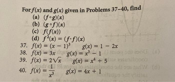 Solved For f(x) and g(x) given in Problems 33-36, find (a)