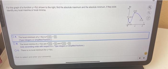 Solved For the graph of a function y fx) shown to the right | Chegg.com