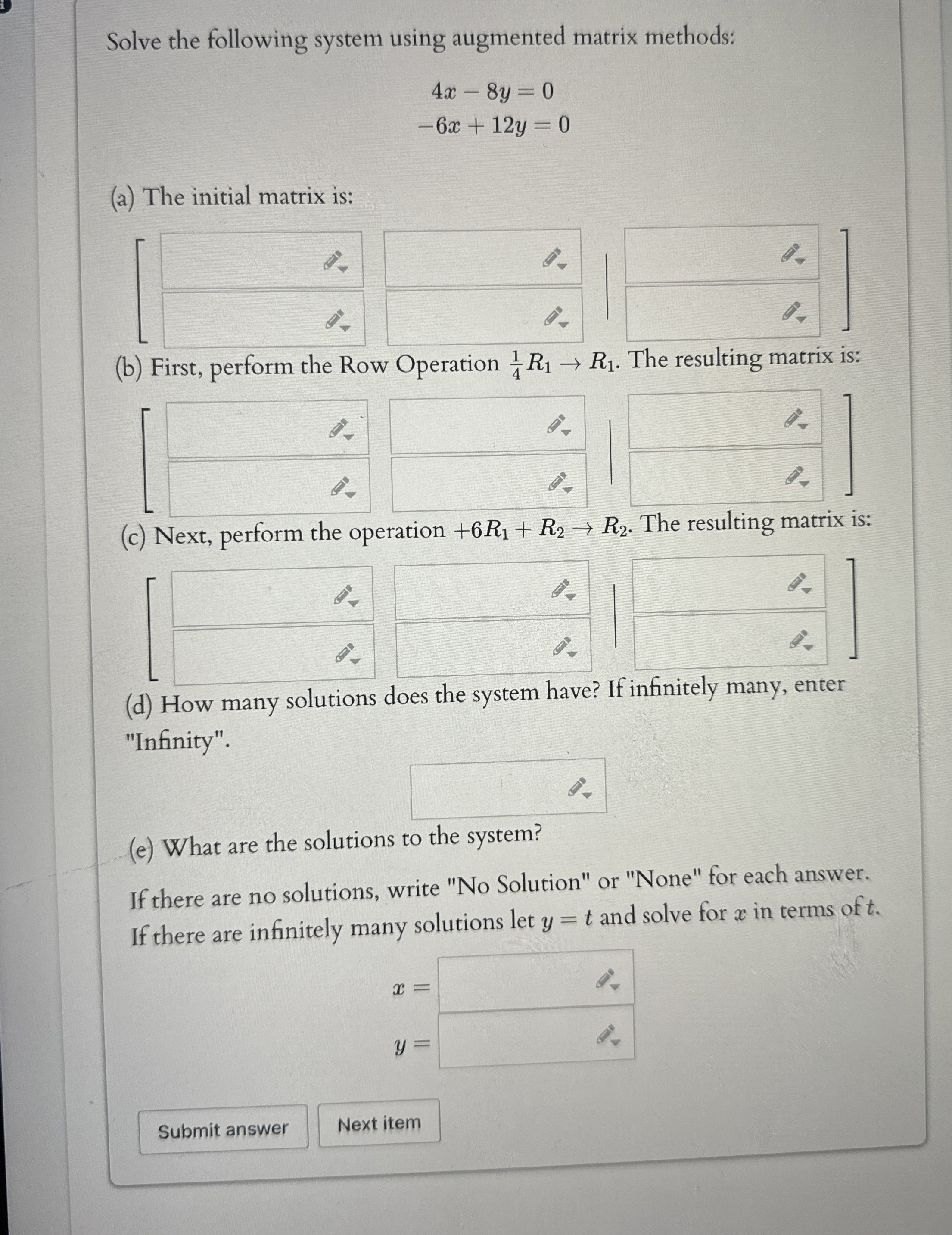 Solved Solve the following system using augmented matrix | Chegg.com
