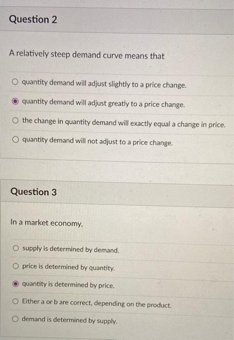 Solved A relatively steep demand curve means that quantity | Chegg.com