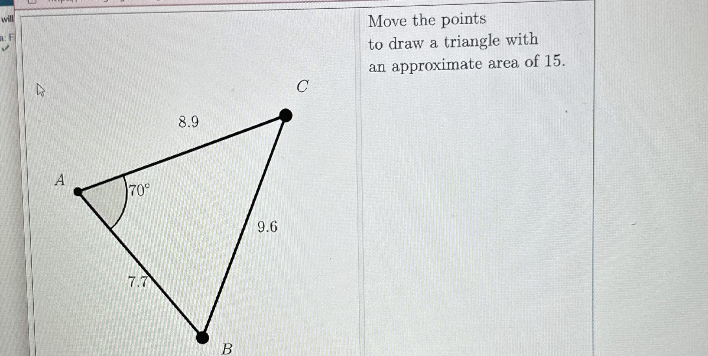 Solved Move the points to draw a triangle with an | Chegg.com