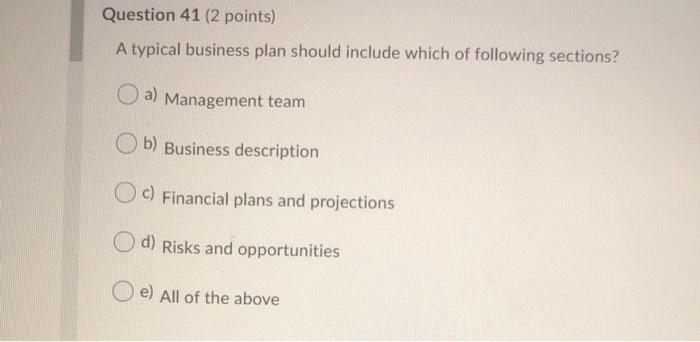 a business plan should answer which of the following questions(s)