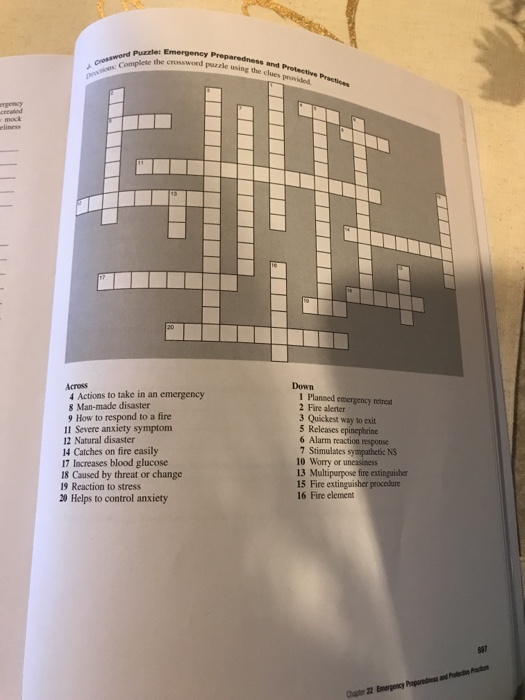 Puzzle Emergency Preparedne Plete The Crossword Chegg Com