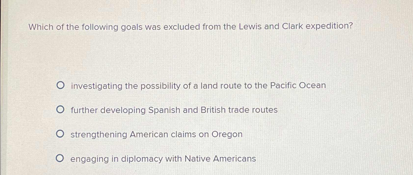 Solved Which of the following goals was excluded from the | Chegg.com