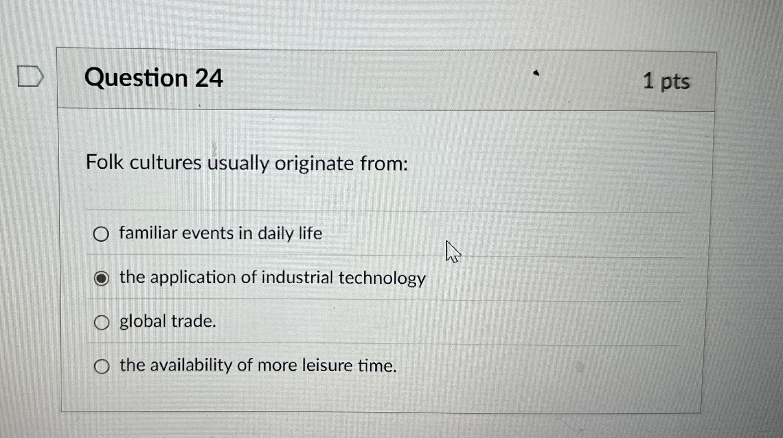 Solved Question 241 ﻿ptsFolk cultures usually originate | Chegg.com