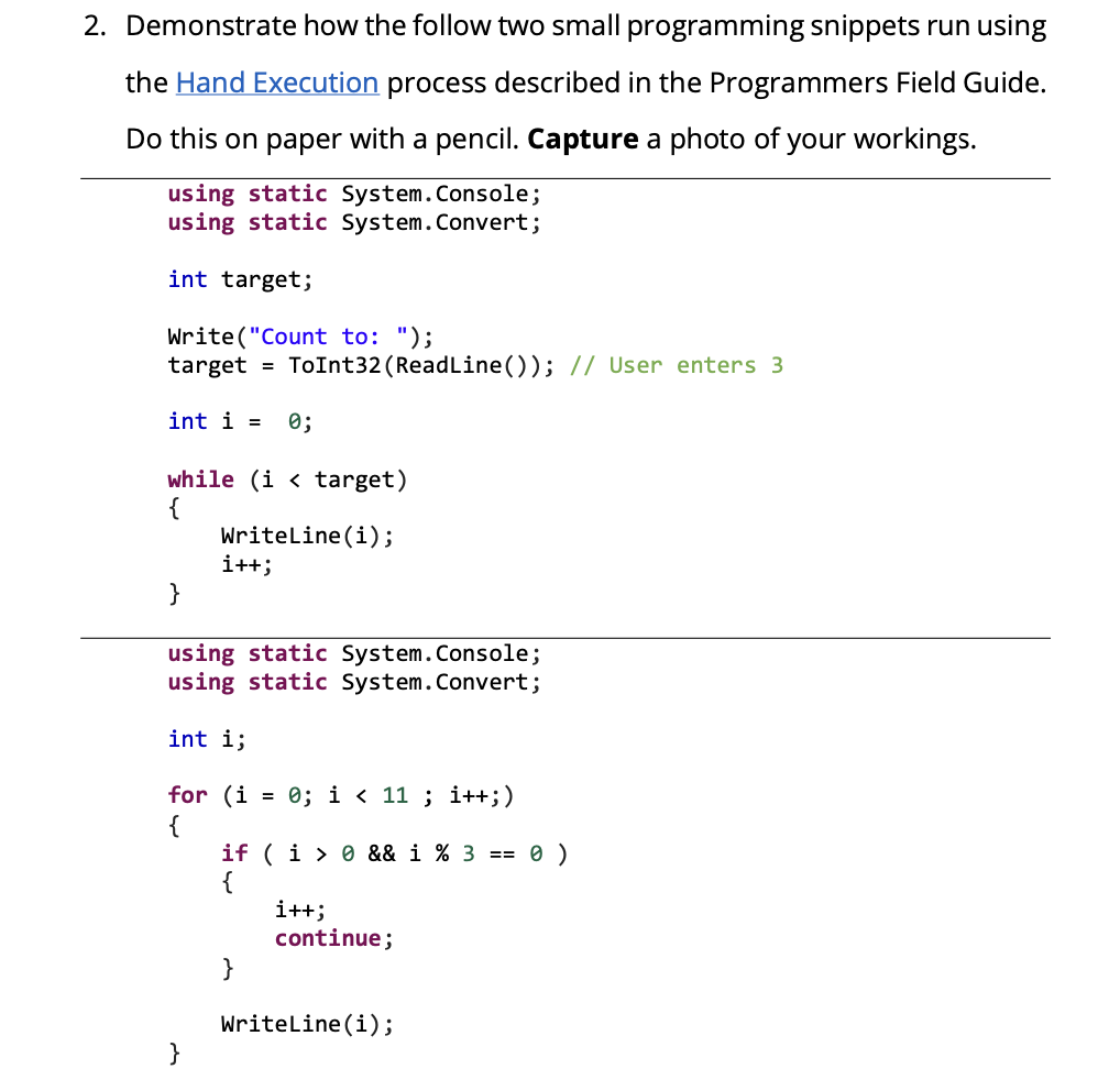 Solved Demonstrate how the follow two small programming | Chegg.com