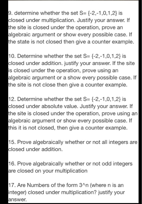 Solved 9. determine whether the set S 2 1 0 1 2 is Chegg