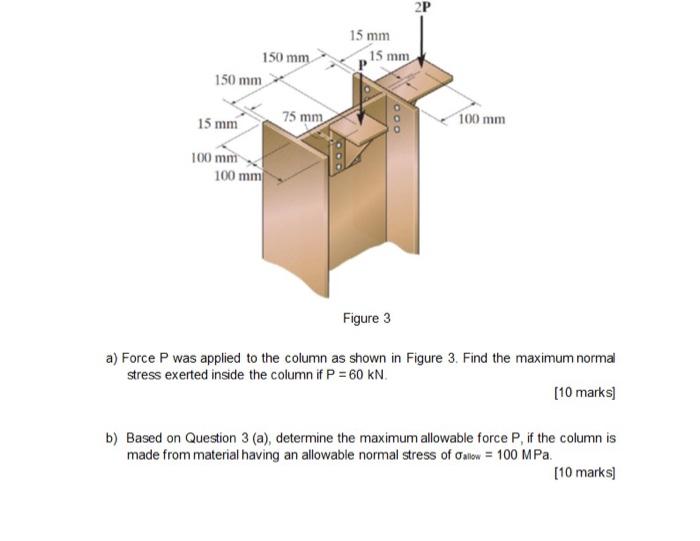 Solved 2P 15 mm 15 mm 150 mm 150 mm 15 mm 75 mm OOO 100 mm | Chegg.com