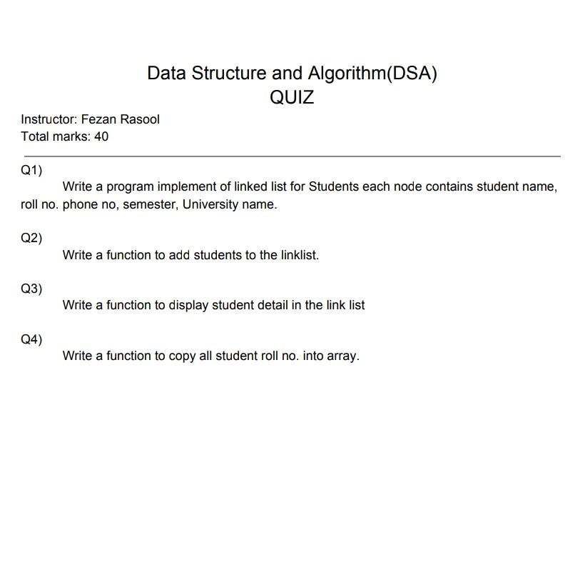 Solved This Question Is Of Data Structure And Algorithms | Chegg.com