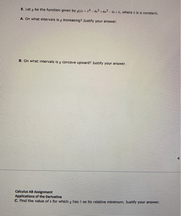 Solved 5. Let y be the function given by g(x) = x - 4x3 + | Chegg.com