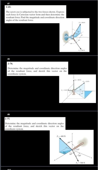 Solved The serew eye is subjected to the two forces thown. | Chegg.com