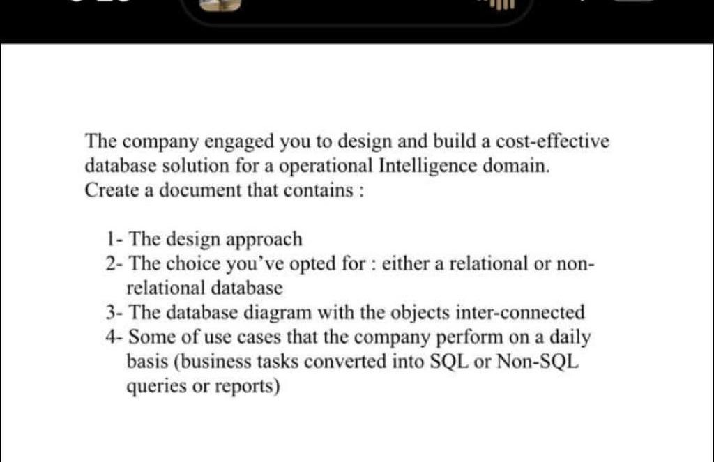 Solved The company engaged you to design and build a | Chegg.com