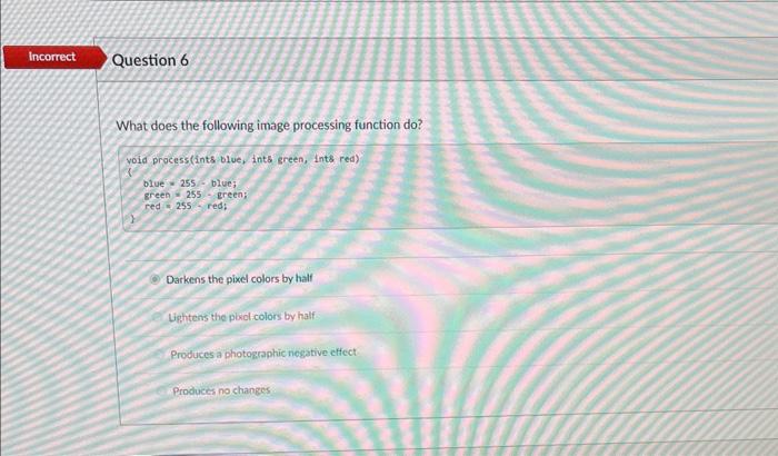 Solved What does the following image processing function do? | Chegg.com