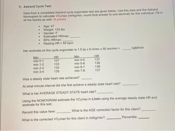 Astrand cycle test hot sale