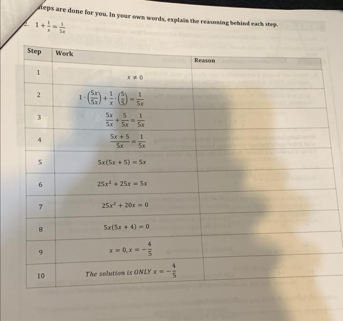 Solved the steps are done for you, explain the reasoning | Chegg.com
