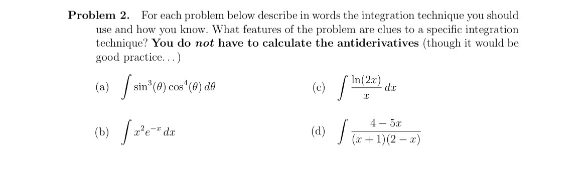 Solved Problem 2. ﻿For each problem below describe in words | Chegg.com