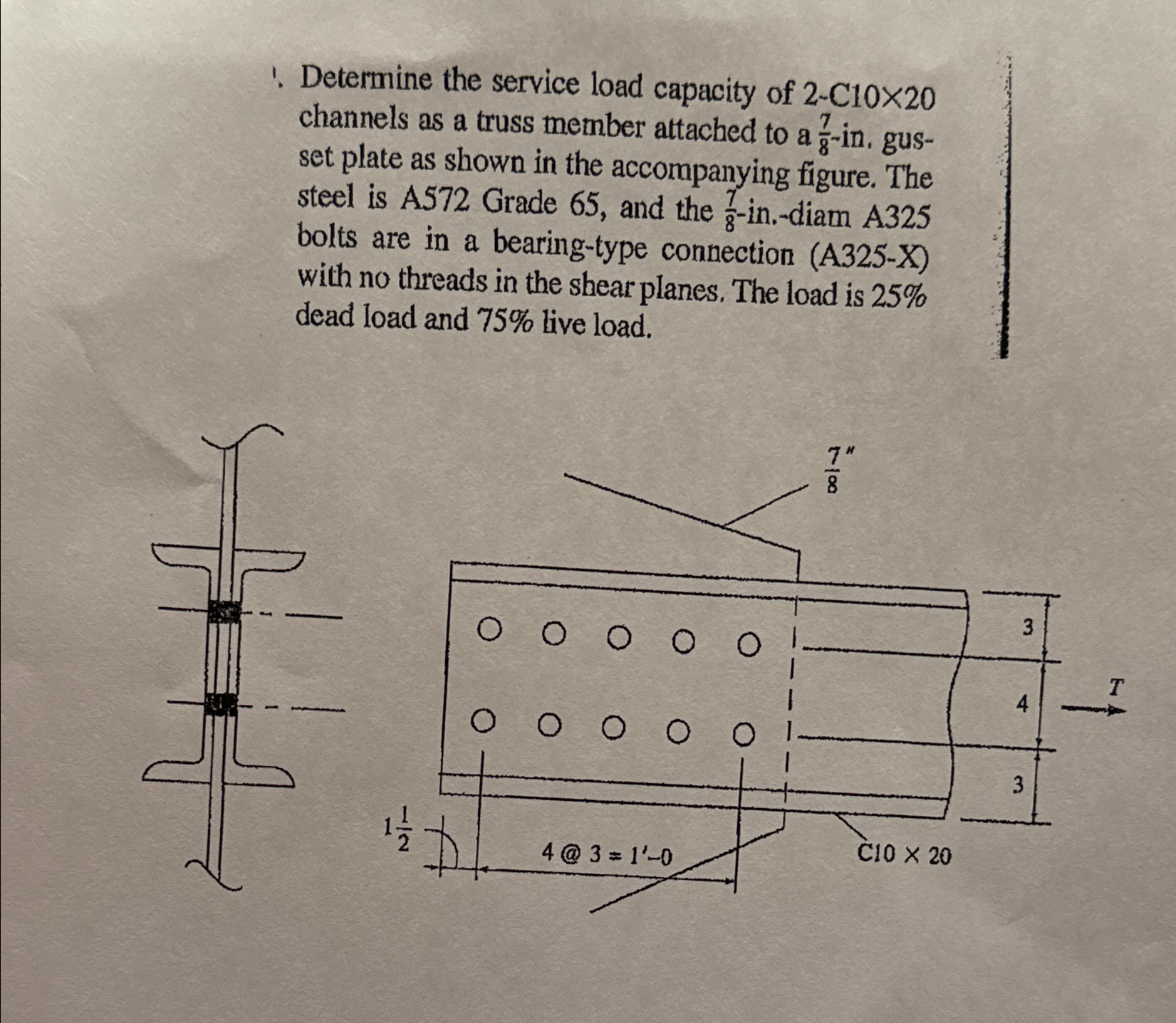 Solved Determine the service load capacity of 2-C10 20 | Chegg.com