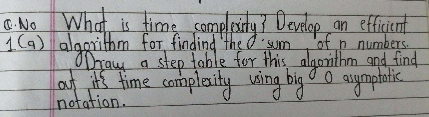 Solved of n numbers O.No What is time complexity? Develop | Chegg.com