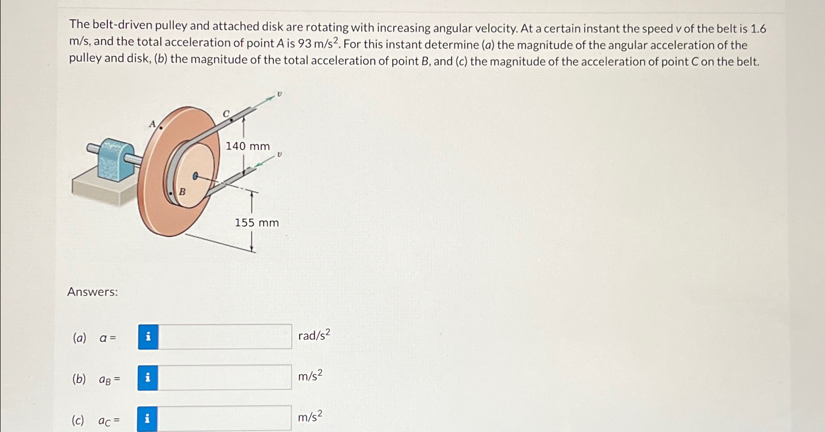 Solved The beltdriven pulley and attached disk are rotating