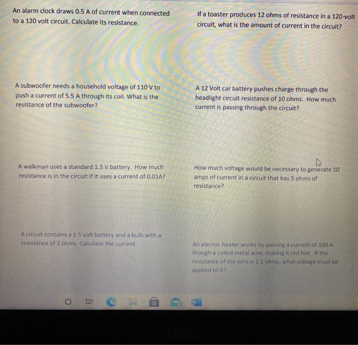 Solved An alarm clock draws 0.5 A of current when connected