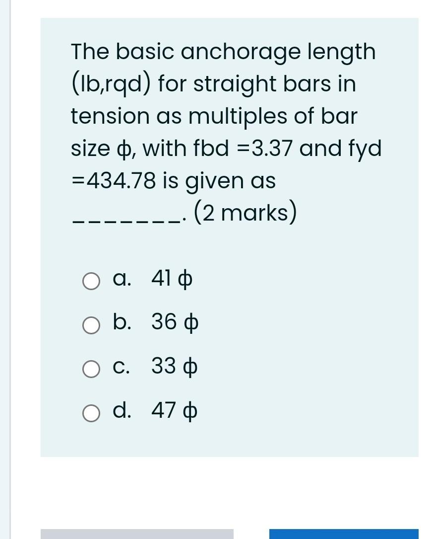 Solved The basic anchorage length (lb,rqd) for straight bars | Chegg.com