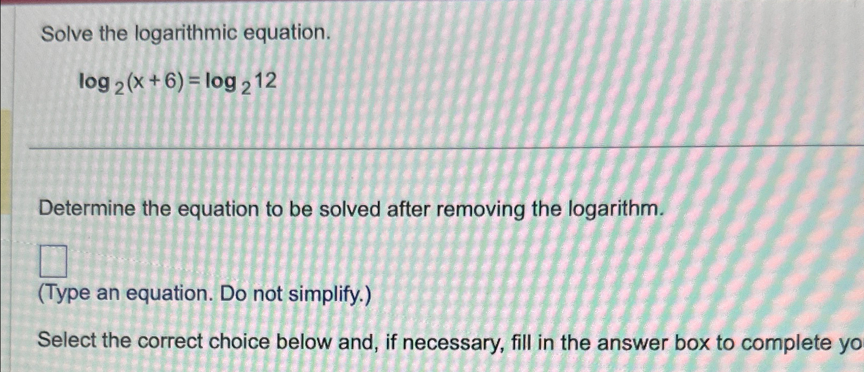 Solved Solve the logarithmic | Chegg.com