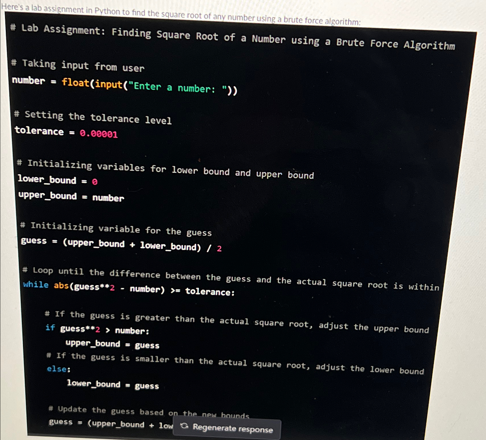 Solved Here's a lab assignment in Python to find the square | Chegg.com