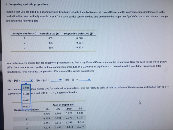 Solved 6. Comparing multiple proportions Imagine that you | Chegg.com