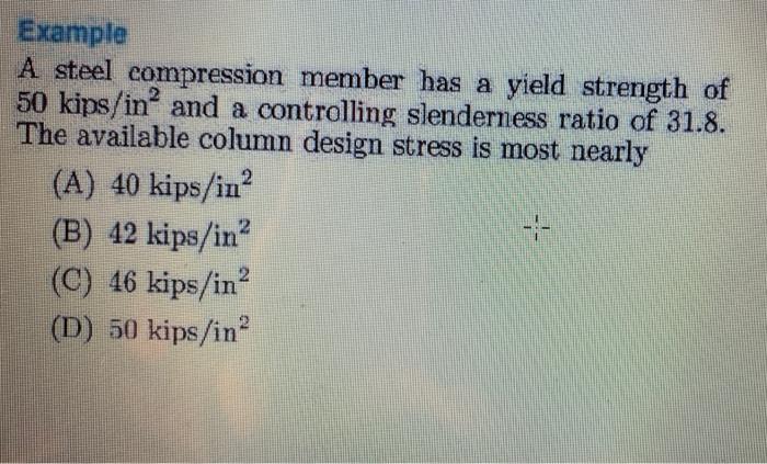 Solved Example A steel compression member has a yield | Chegg.com