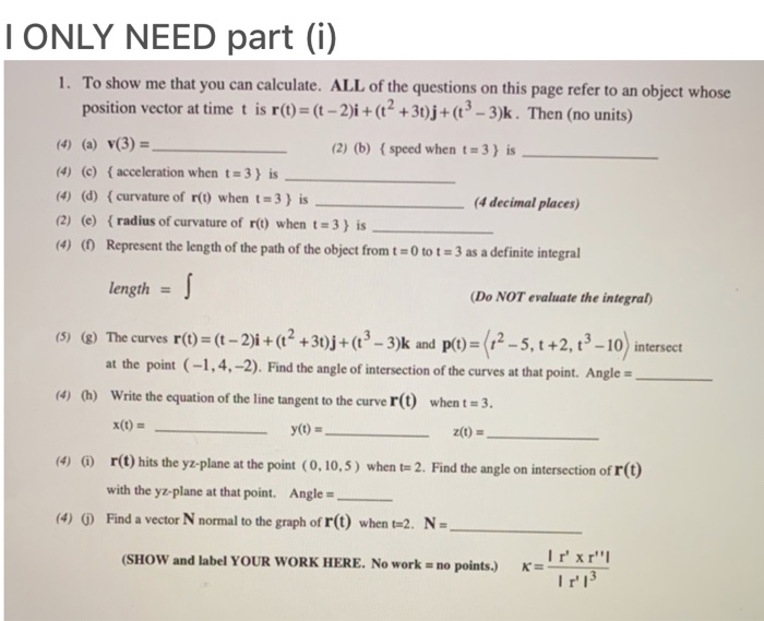 Solved T Only Need Part I 1 To Show Me That You Can Ca Chegg Com