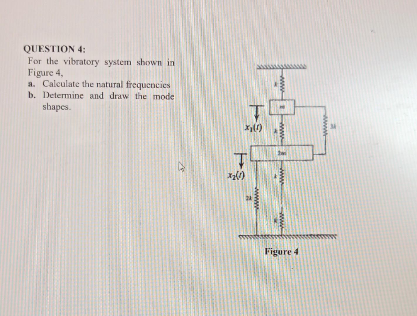 QUESTION 4: For The Vibratory System Shown In Figure | Chegg.com