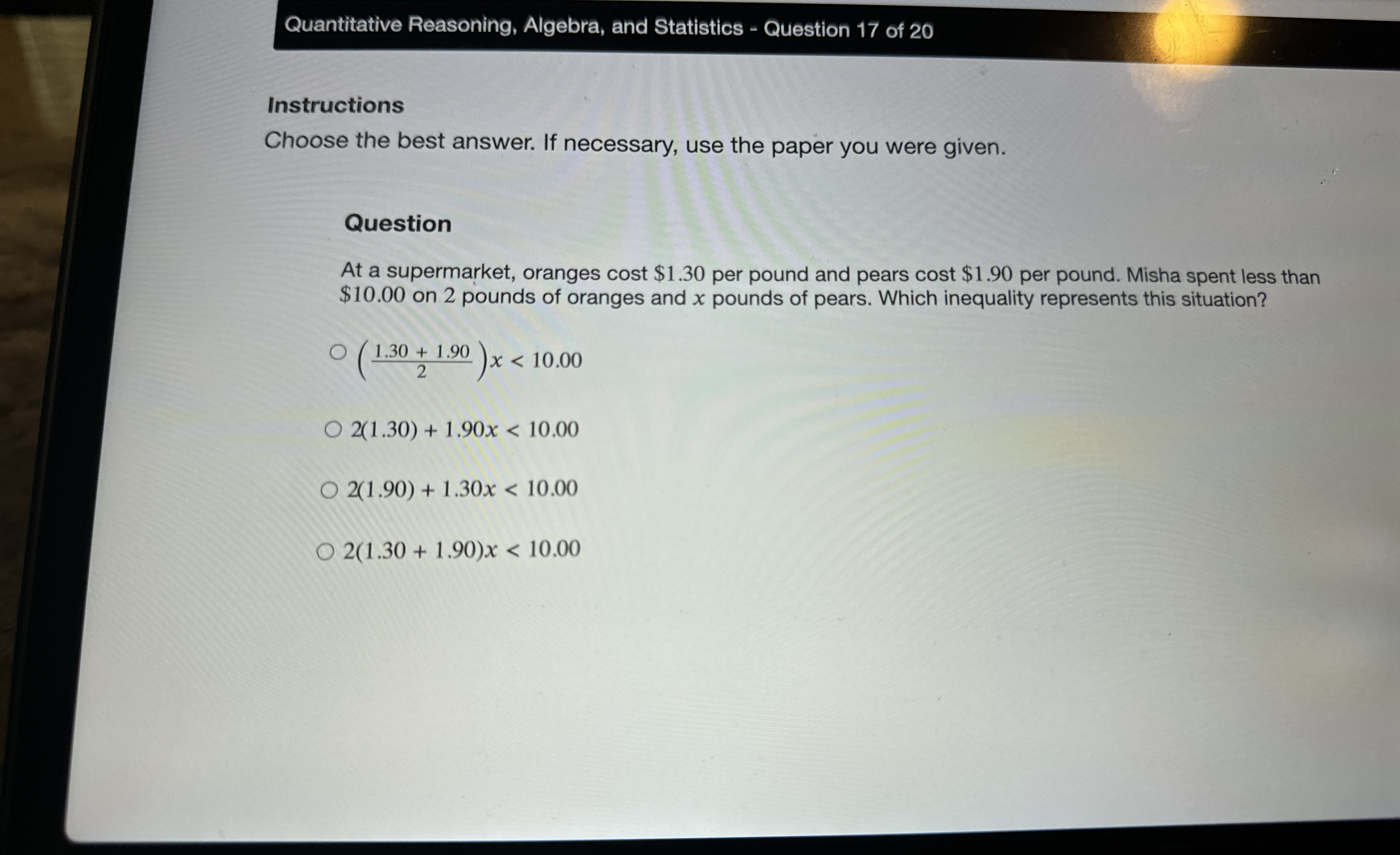 Solved Quantitative Reasoning, Algebra, and Statistics - | Chegg.com