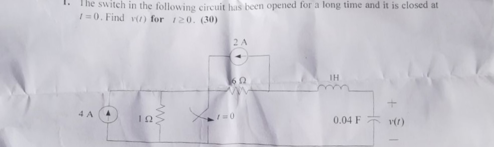 Solved The switch in ﻿the following circuit has been opened | Chegg.com