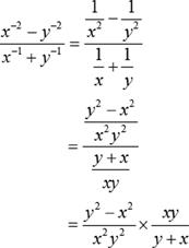 negative exponents in denominator