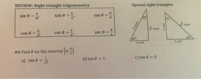 Special right triangles review (article)