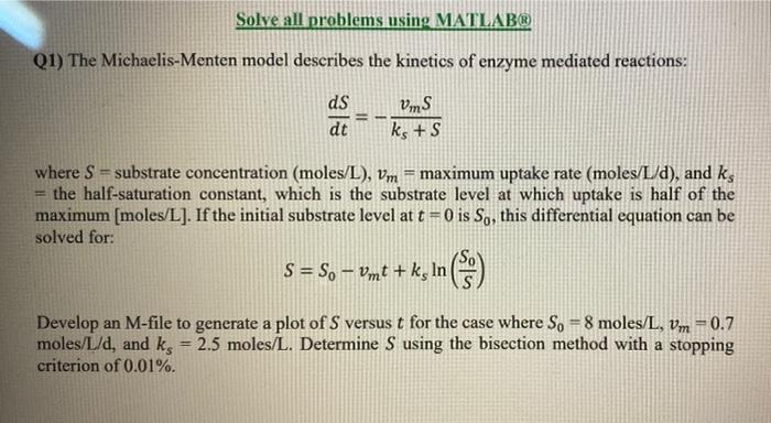 Solved please solve it with MATLAB and by BISECTION method | Chegg.com