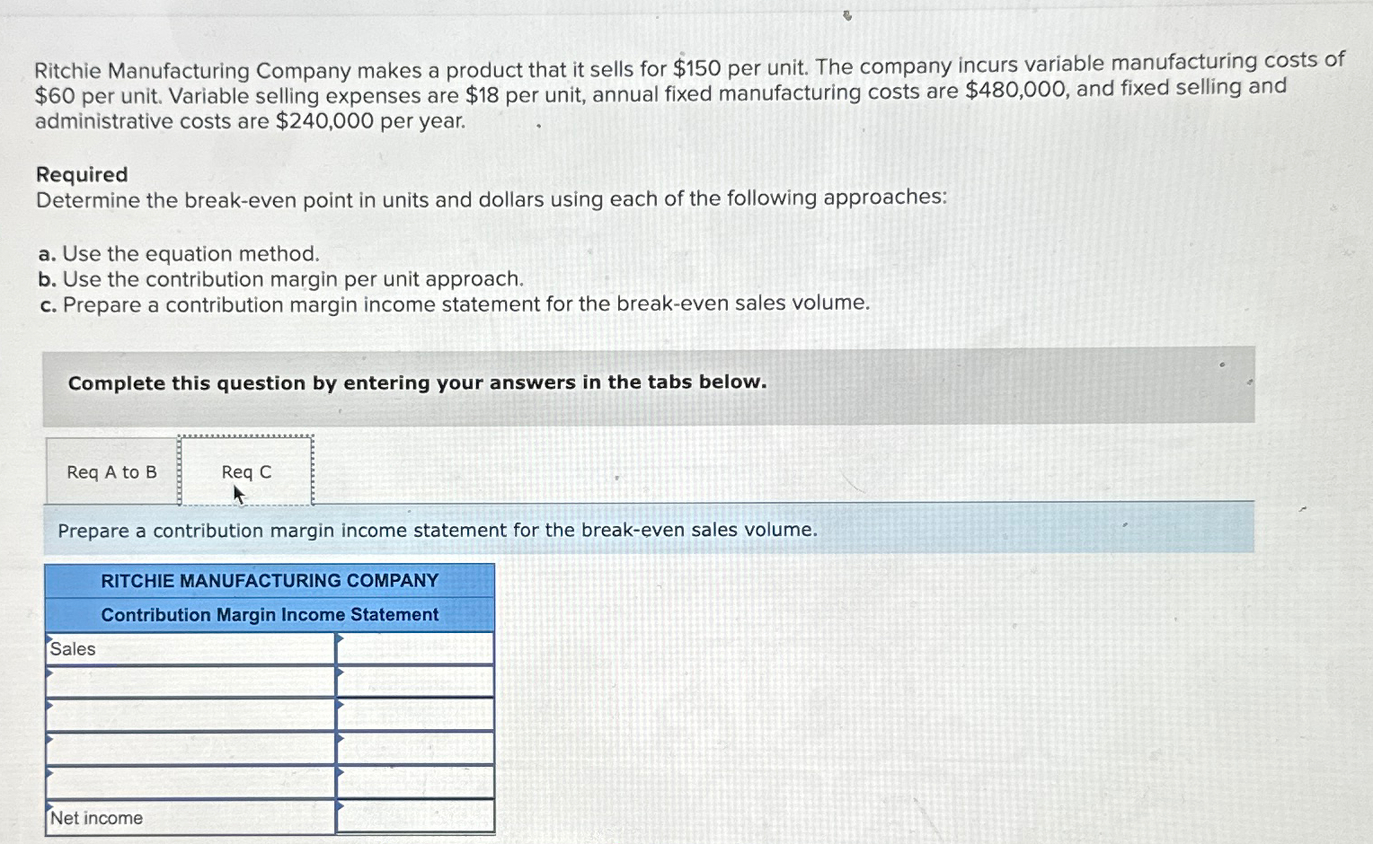 Solved Ritchie Manufacturing Company makes a product that it