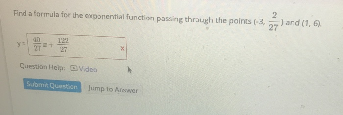 Solved Find a formula for the exponential function passing | Chegg.com