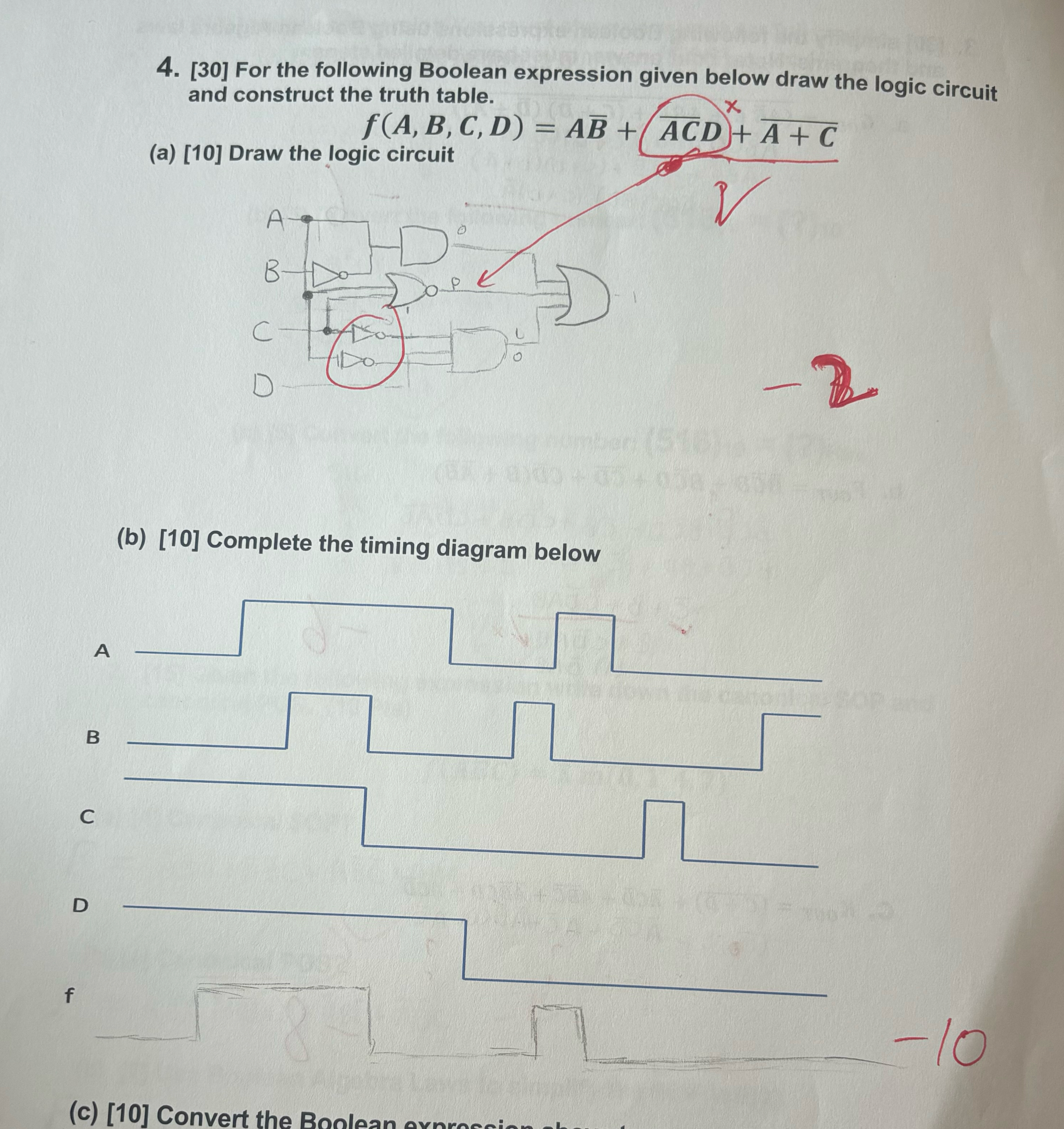 Solved [30] ﻿For the following Boolean expression given | Chegg.com