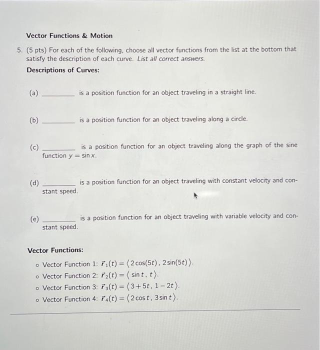 Solved ( 5 pts) For each of the following, choose all vector | Chegg.com