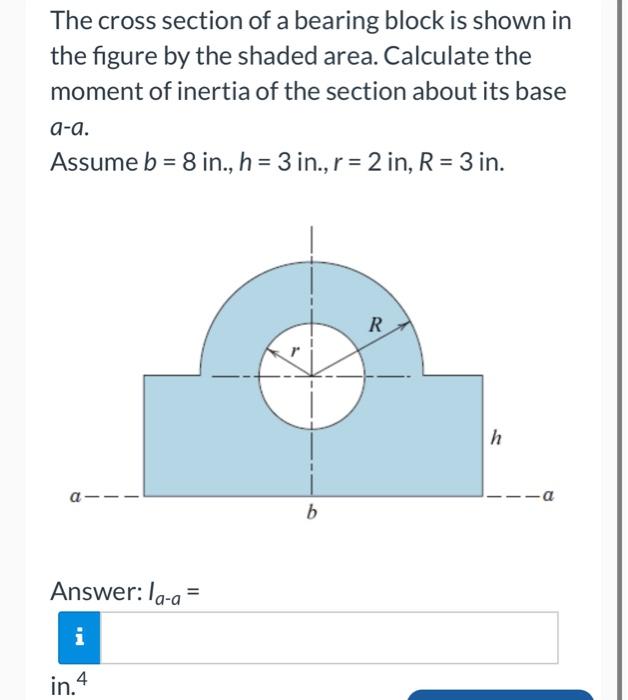 Solved The cross section of a bearing block is shown in the | Chegg.com