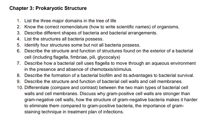 Solved Chapter 3: Prokaryotic Structure 1. List the three | Chegg.com